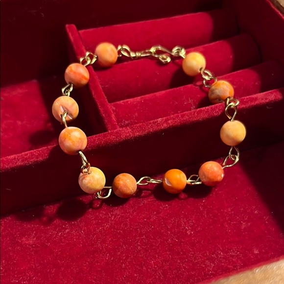 Handcrafted orange agate with copper wire bracelet - Picture 4 of 5